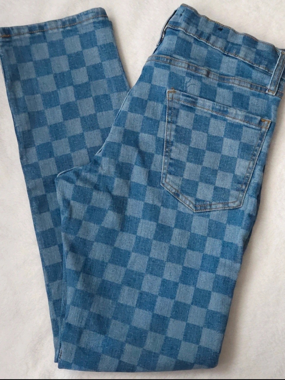 NovaMen by Fashion Nova Blue Checkered Denim Slim Jeans - Size  W30